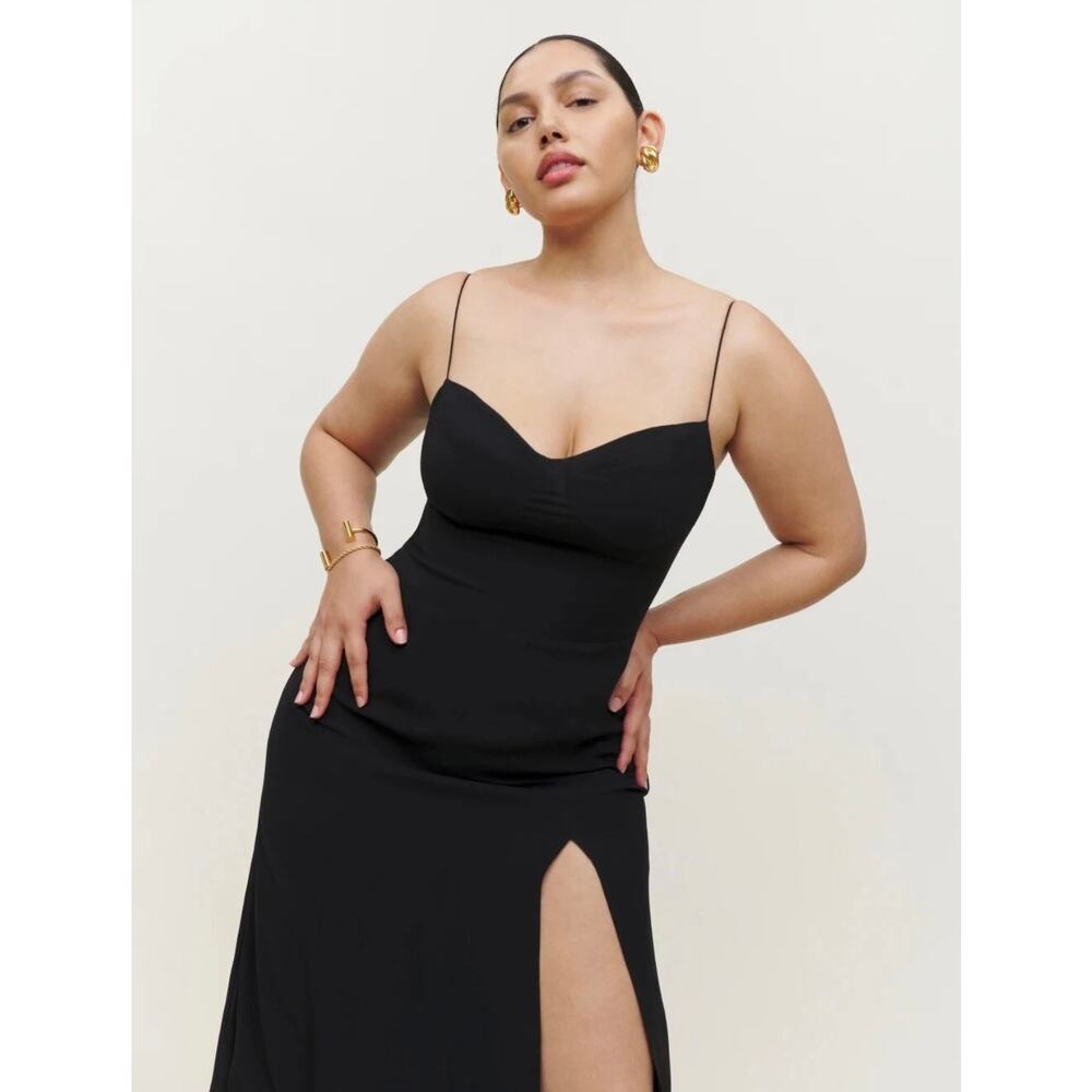 Black Spaghetti Strap Slit Midi Dress - Picture 5 of 12
